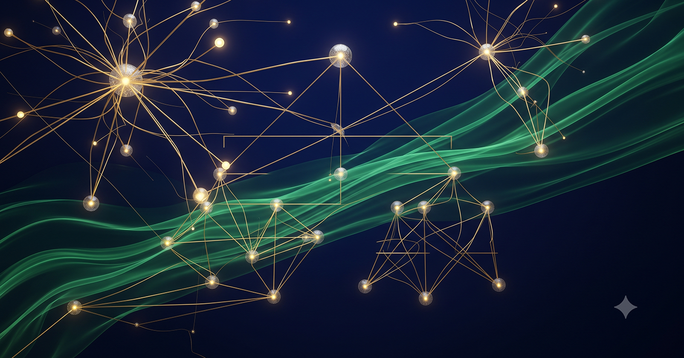 Un schéma illustrant un réseau de nœuds interconnectés représentant la technologie blockchain
