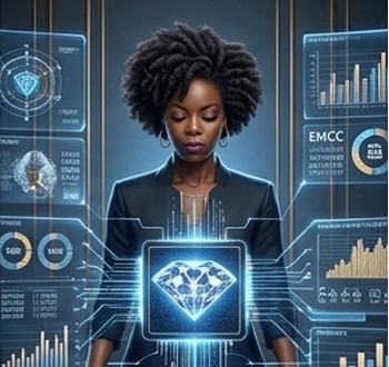 Une femme présente un diamant, représentant l essence du coaching de l entreprise Éclat d'Âmes